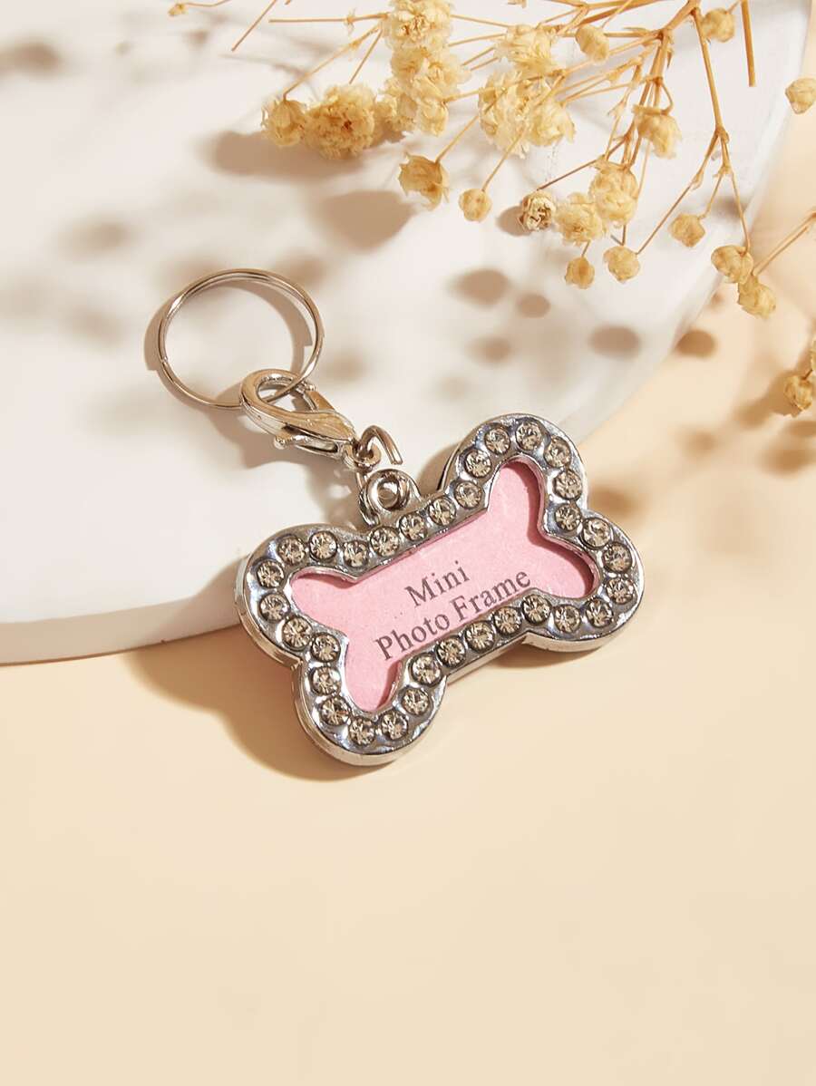 Identificador para mascotas con diseño de diamante de imitación hueso - Multicolor - Ver 1