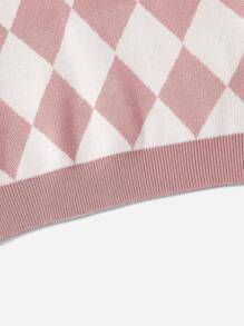 SHEIN Cô gái Tween 1 Miếng Họa tiết Argyle Áo len vest - Nhiều màu - Xem 4