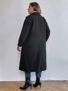 Celure Plus Lapel Neck Double Breasted Drop Shoulder Overcoat