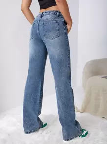 Rivivi Women Jeans  Thickened Denim - Medium Wash - View 3