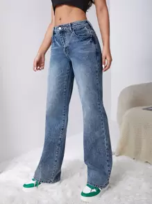 Rivivi Women Jeans  Thickened Denim - Medium Wash - View 5