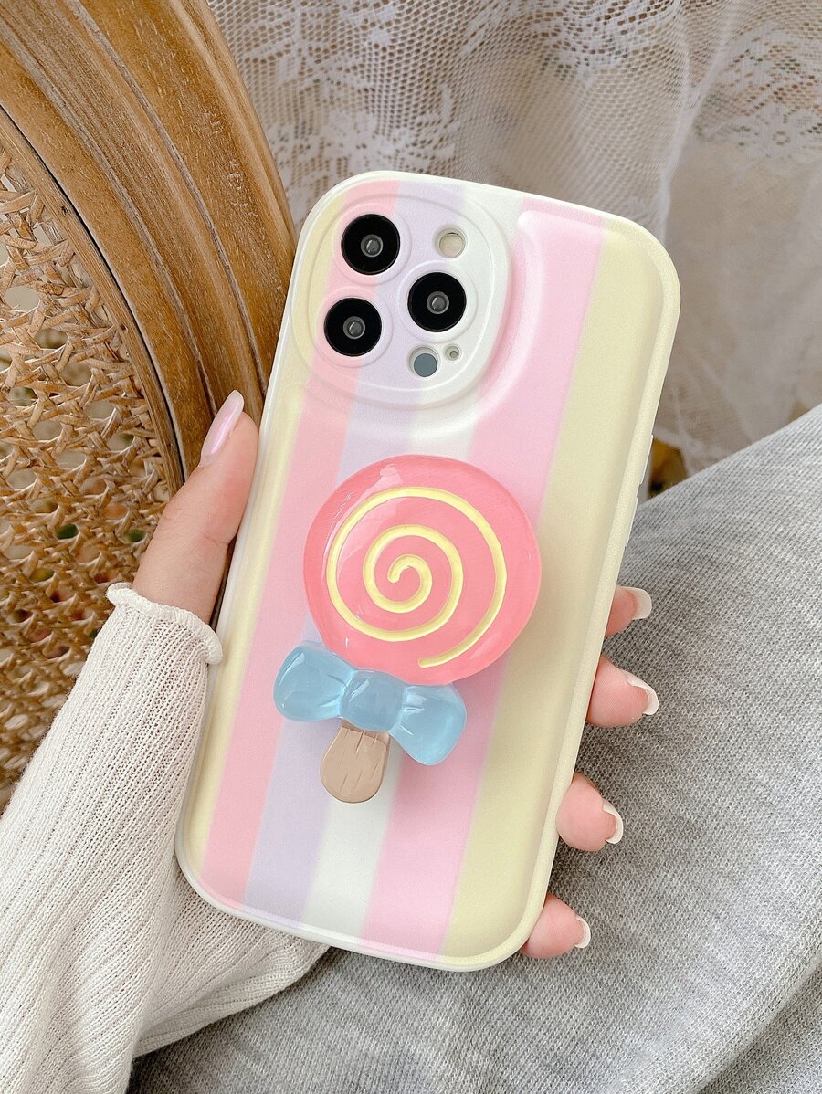 棒棒糖設計手機氣囊支架 - 粉色 - 查看 1