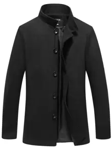 Manfinity 男士單排釦粗花呢花呢外套 - 黑色 - 查看 1