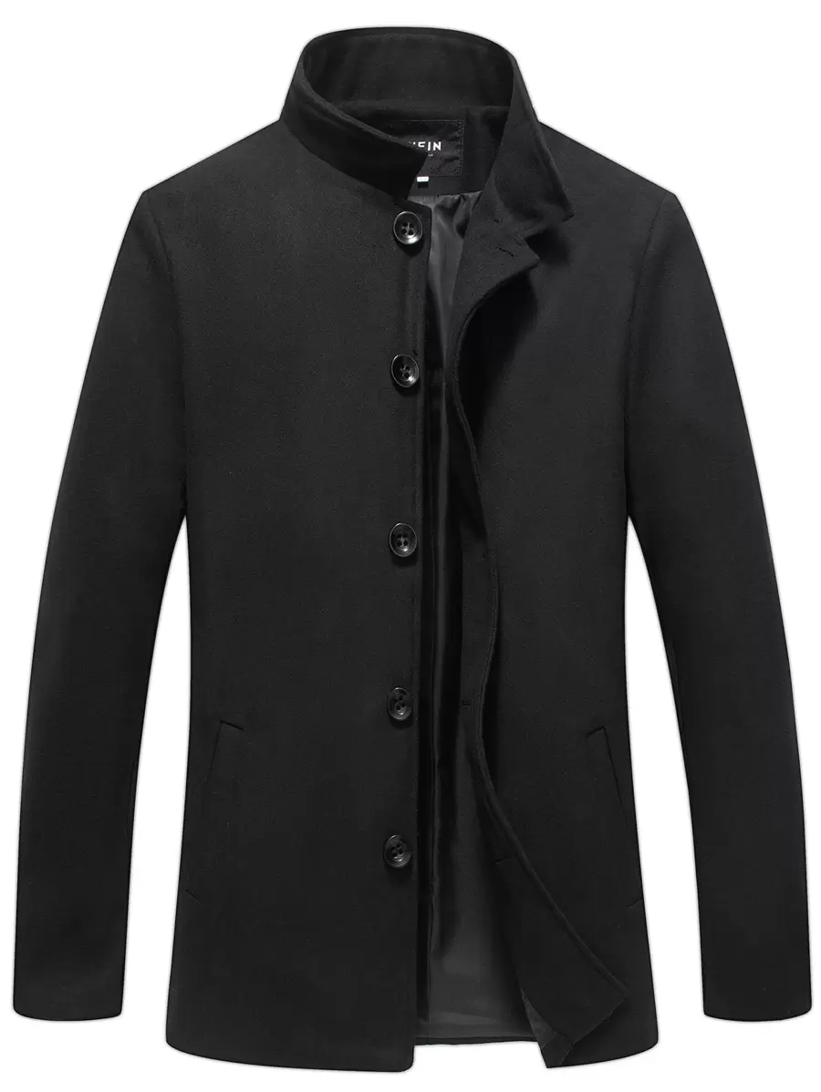 Manfinity 男士單排釦粗花呢花呢外套 - 黑色 - 查看 1