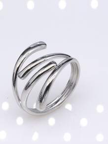 Anillo minimalista cruzado - Plateado - Ver 1