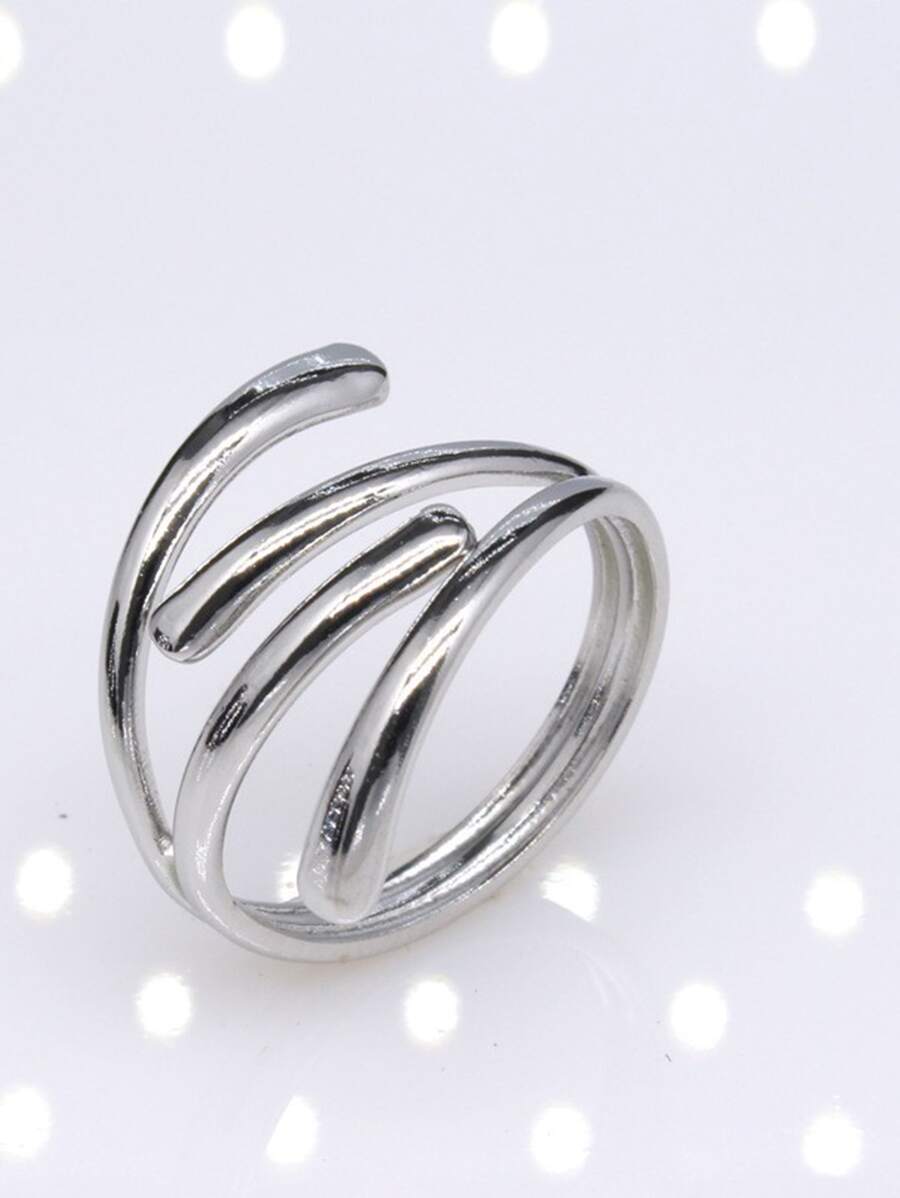 Anillo minimalista cruzado - Plateado - Ver 1