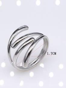 Anillo minimalista cruzado - Plateado - Ver 3