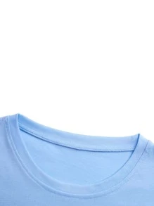 Manfinity Homme Tops Nam Lá thư Giải trí - Màu xanh lam - Xem 4