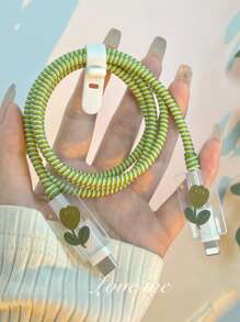 5 cái 1.4M Bộ bảo vệ cáp dữ liệu in hoa - màu xanh lá - Xem 5