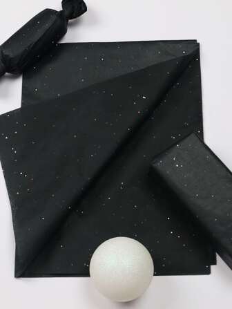 Shiny Glitter Pear Pattern Gift Wrapping Paper, Black Background With Colorful Dots