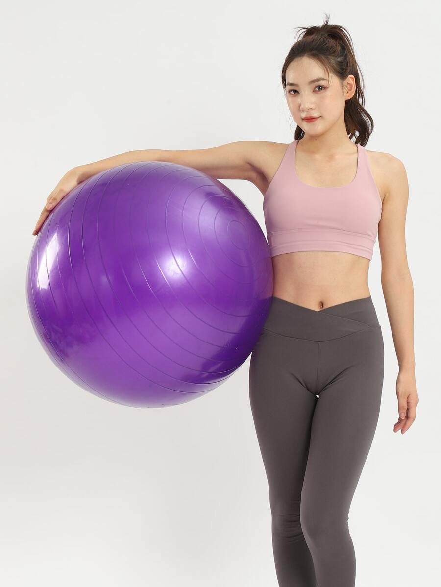 粉色瑜伽球带气泵，加厚防爆瑜伽球普拉提球健身球瑜伽配件塑形减肥 - 紫色 - 查看 1