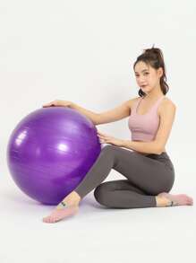 粉色瑜伽球带气泵，加厚防爆瑜伽球普拉提球健身球瑜伽配件塑形减肥 - 紫色 - 查看 2