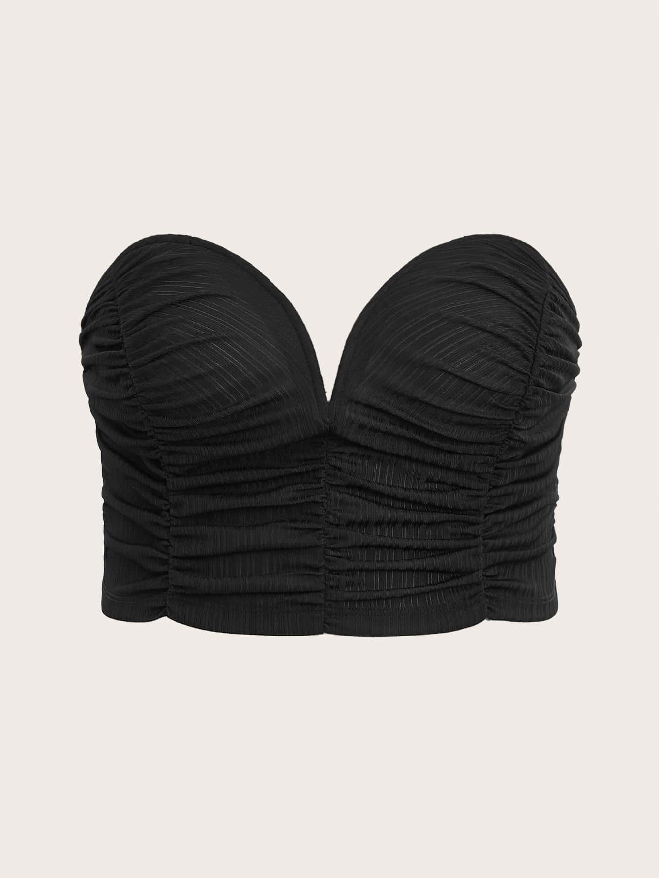 SHEIN ICON áo nữ kích thước lớn Xù màu trơn Gợi cảm - màu đen - Xem 1