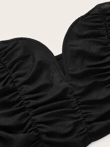 SHEIN ICON áo nữ kích thước lớn Xù màu trơn Gợi cảm - màu đen - Xem 3