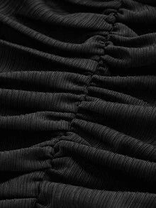 SHEIN ICON áo nữ kích thước lớn Xù màu trơn Gợi cảm - màu đen - Xem 4