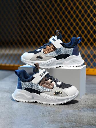 Niños Zapatos de atletismo con estampado de letra cierre de gancho y bucle