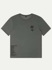 Manfinity 男士標語和印花T恤 - 灰色 - 查看 3