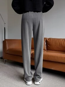 DAZY High Waist Seam Detail Trousers - Grey - View 2