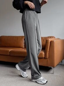 DAZY High Waist Seam Detail Trousers - Grey - View 4