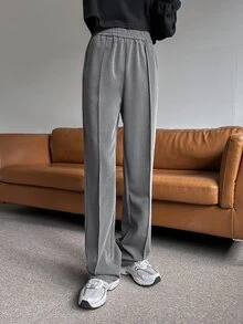 DAZY High Waist Seam Detail Trousers - Grey - View 5