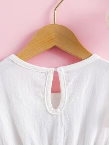 SHEIN Toddler Girls Floral Embroidery Ruffle A-line Dress - White - View 3