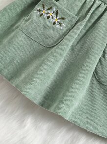 嬰兒木耳邊T恤和花卉刺繡背帶裙 - 彩色 - 查看 6