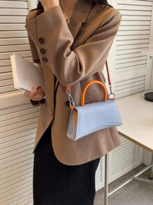 Two Tone Flap Novelty Bag - Navy Blue - View 3