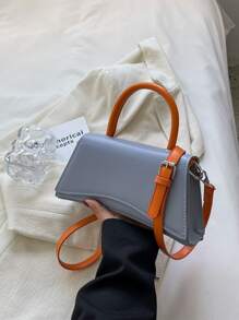 Two Tone Flap Novelty Bag - Navy Blue - View 4