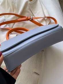 Two Tone Flap Novelty Bag - Navy Blue - View 5