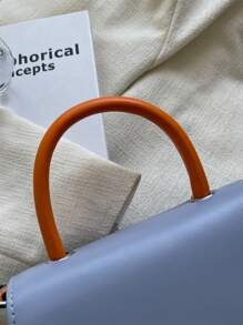 Two Tone Flap Novelty Bag - Navy Blue - View 7