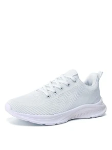 Zapatos de atletismo con diseño de parche de letra con cordón delantero - Blanco - Ver 3