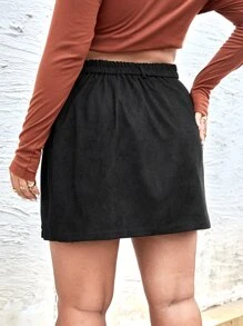 SHEIN EZwear 大碼高腰燈芯絨半身裙