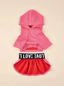PETSIN 1件套字母圖案寵物連衣裙 - 玫紅色 - 查看 3