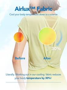 GLOWMODE Twist-Back Mesh Stitch Top - Yellow - View 5