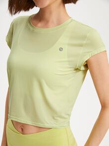 GLOWMODE Twist-Back Mesh Stitch Top - Yellow - View 6