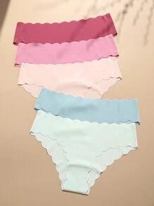 5pack Plain Scallop Trim Panty Set - Multicolor - View 1