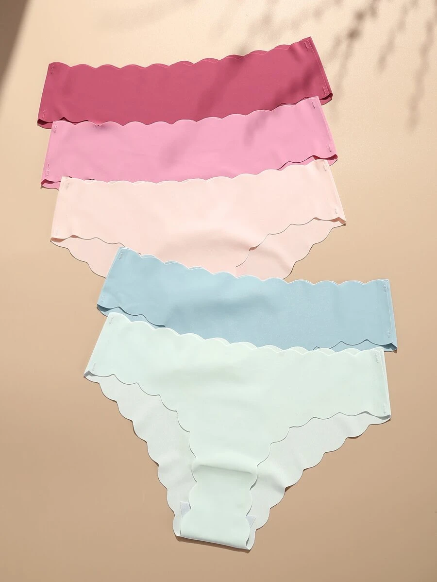 5pack Plain Scallop Trim Panty Set - Multicolor - View 1