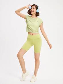 GLOWMODE Twist-Back Mesh Stitch Top - Yellow - View 7