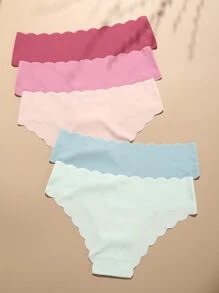 5pack Plain Scallop Trim Panty Set - Multicolor - View 2