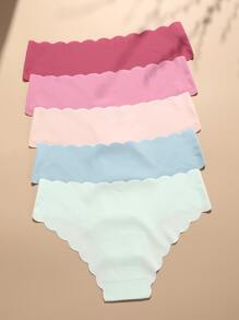 5pack Plain Scallop Trim Panty Set - Multicolor - View 4