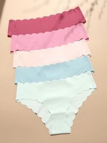 5pack Plain Scallop Trim Panty Set - Multicolor - View 7