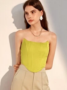 SHEIN Privé Solid Asymmetrical Hem Tube Top - Lime Green - View 5