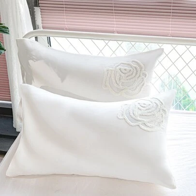 1對花卉圖案簇絨枕套不附帶枕芯