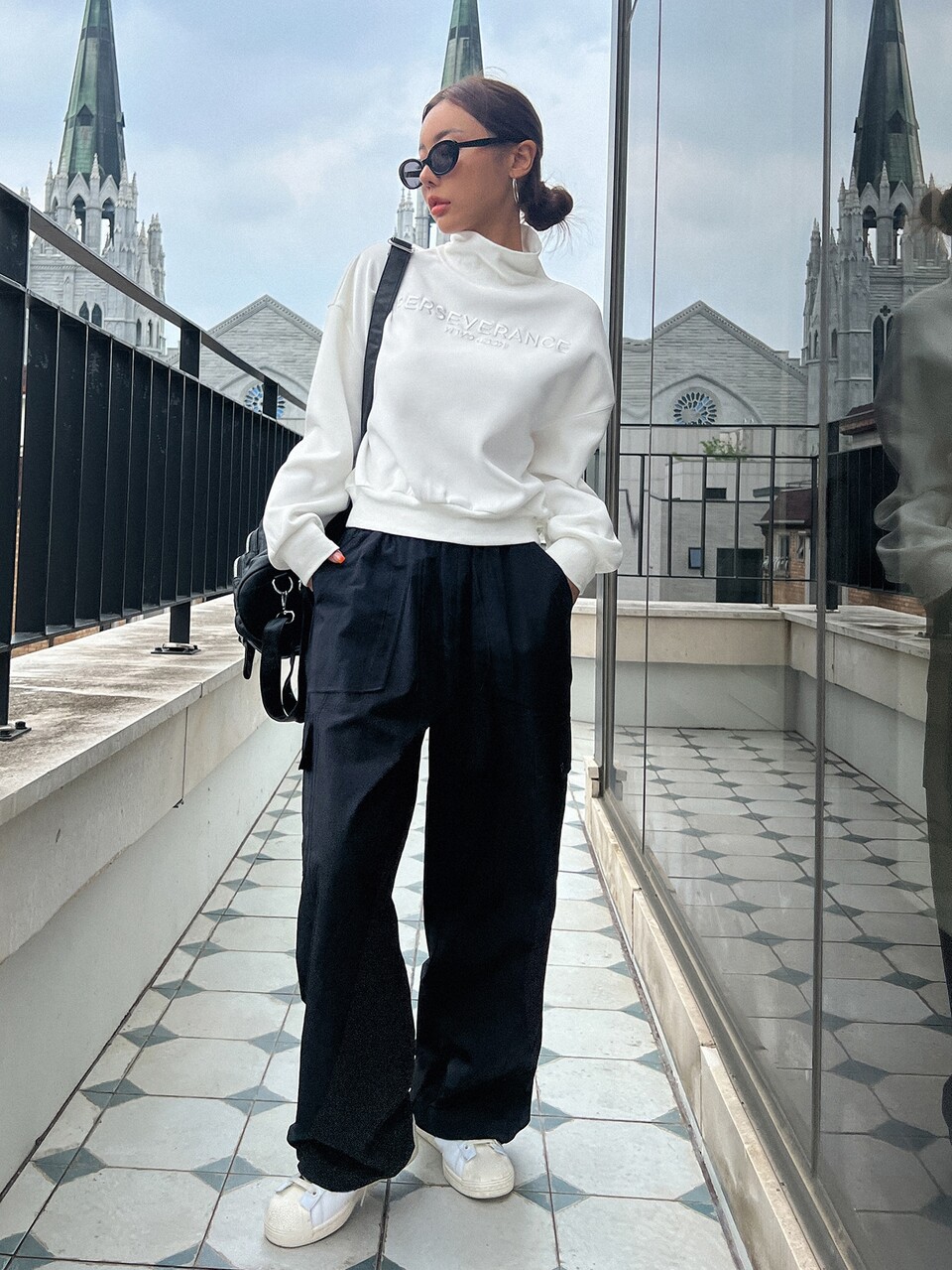 Women's High Neck Sweatshirt With Letter Embroidery,Fall Clothes