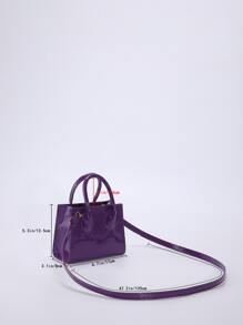 Túi đeo chéo da trơn màu thời trang mini, cầm tay, thích hợp cho phụ nữ - Màu tím - Xem 6