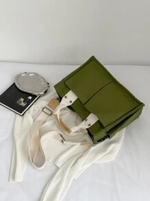 Hàn Quốc Phong cách Đơn giản tranh sơn dầu Túi tote Với Nhiều Túi Đối với Làm Việc  , Cầm tay , Vai , Túi đeo chéo - màu xanh lá - Xem 7