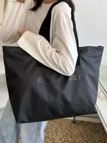 Four Season Large Capacity Women's Tote Bag, New Handbag, High-End Soft Surface Large Bag, Niche Design Shoulder Bag, College Student Commuting Bag, Underarm Bag, Casual Simple Soft Bag, Relaxed And Slouchy Versatile Bag, Suitable For Sending Friends Shopping, Dating, Business Trips, And Business Use, Tote Bags For Ladies, Work Bag Women, Ideal For Everyday Elegance & Special Occasions, Literary School Bag & Bookbag For Women Or Students, Perfect For Books, Shopping, Back To School And More - Black - View 3