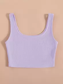 SHEIN Unity Áo hai dây màu trơn Giải trí - Màu Lilac Tím - Xem 3