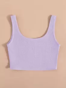 SHEIN Unity Áo hai dây màu trơn Giải trí - Màu Lilac Tím - Xem 2