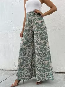 Breezaya Pantalones de pierna ancha con estampado tropical - Albaricoque - Ver 6